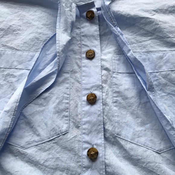 BURBERRY Lobelia Bow Blouse‎ In Pale Blue - Picture 6 of 11